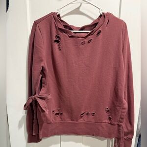 Romeo & Juliet Couture Distressed Burgundy Sweatshirt
